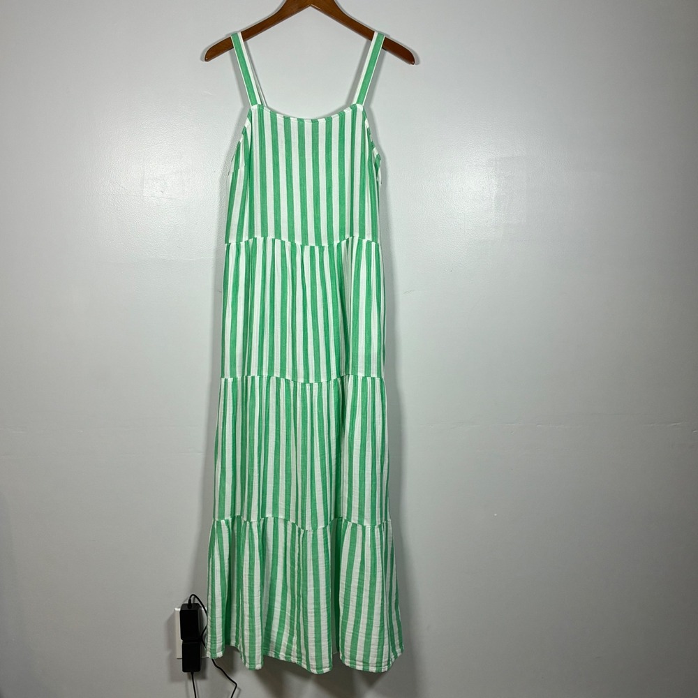 Sonoma Maxi Dress Small Striped Tiered Smocked Cotton Boho Coastal Beach Preppy